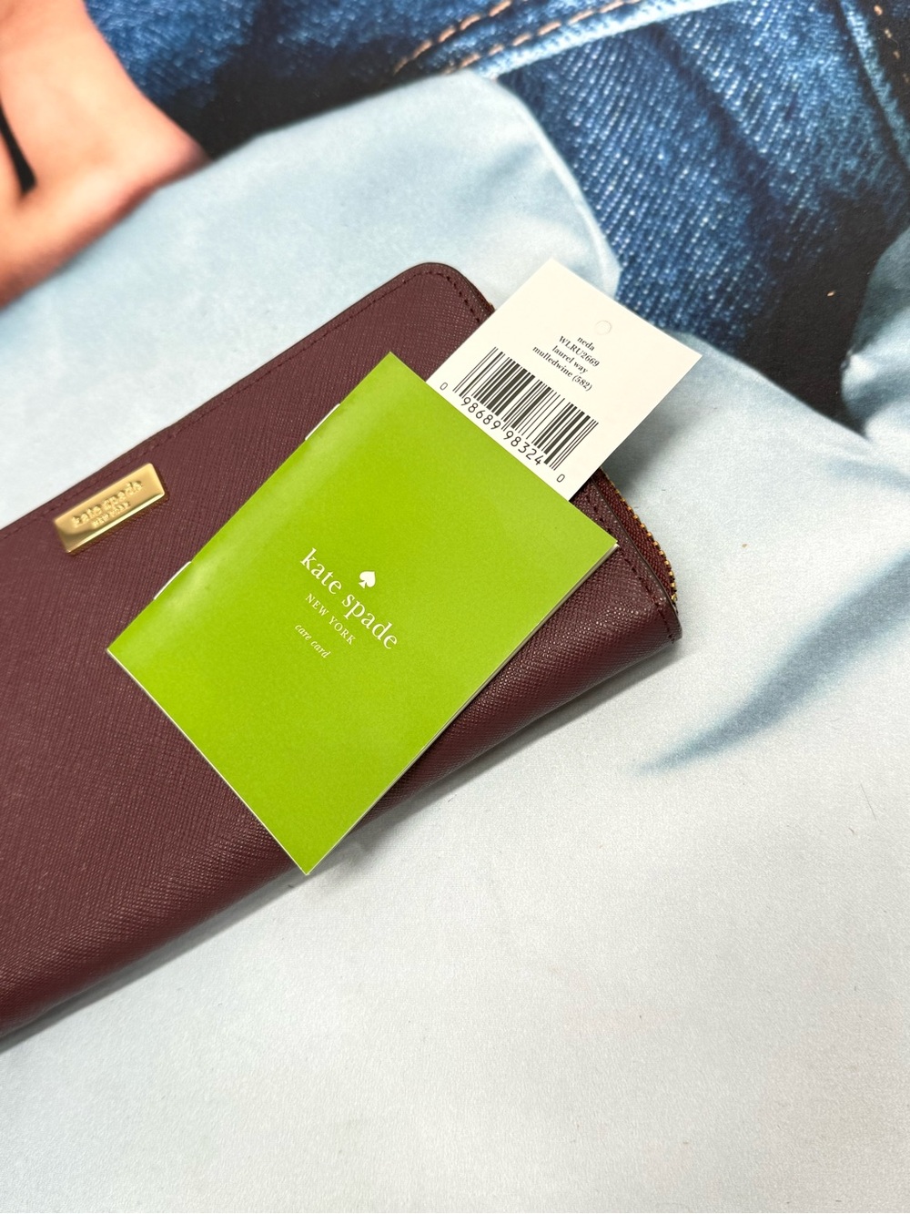 (new+tag) Kate Spade Burgundy Saffiano Leather Zip Around Wallet Gold Hardware - Picture 7 of 7